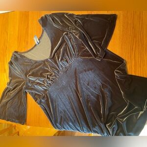 Elegant Gunmetal Gray Velveteen Dress